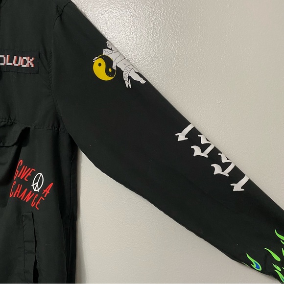 Rue 21 No Luck Forever Young Graphic Hoodie Anorak Windbreaker Jacket Mens Small - Picture 8 of 17